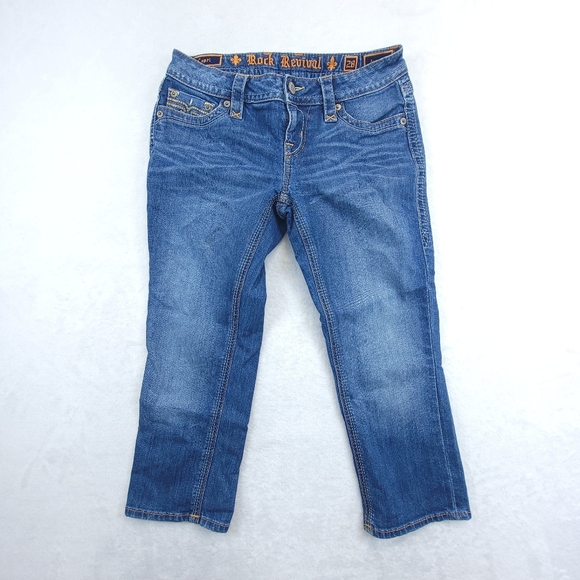 Rock Revival Jessica Capri Womens 28 (28x21) Embroidered Denim - Picture 3 of 10